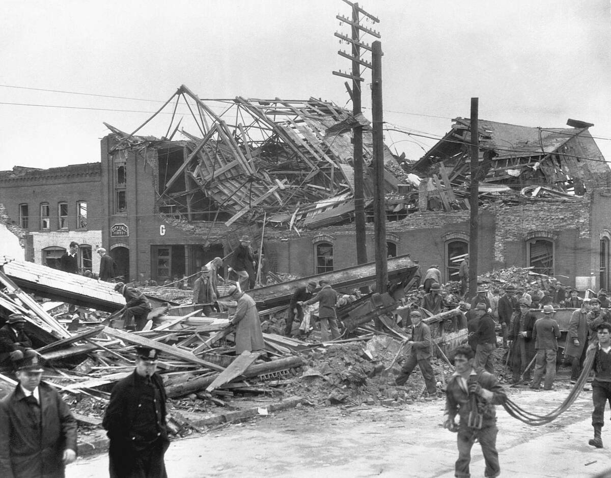 Workers at Ruins of Gainesville City Hall