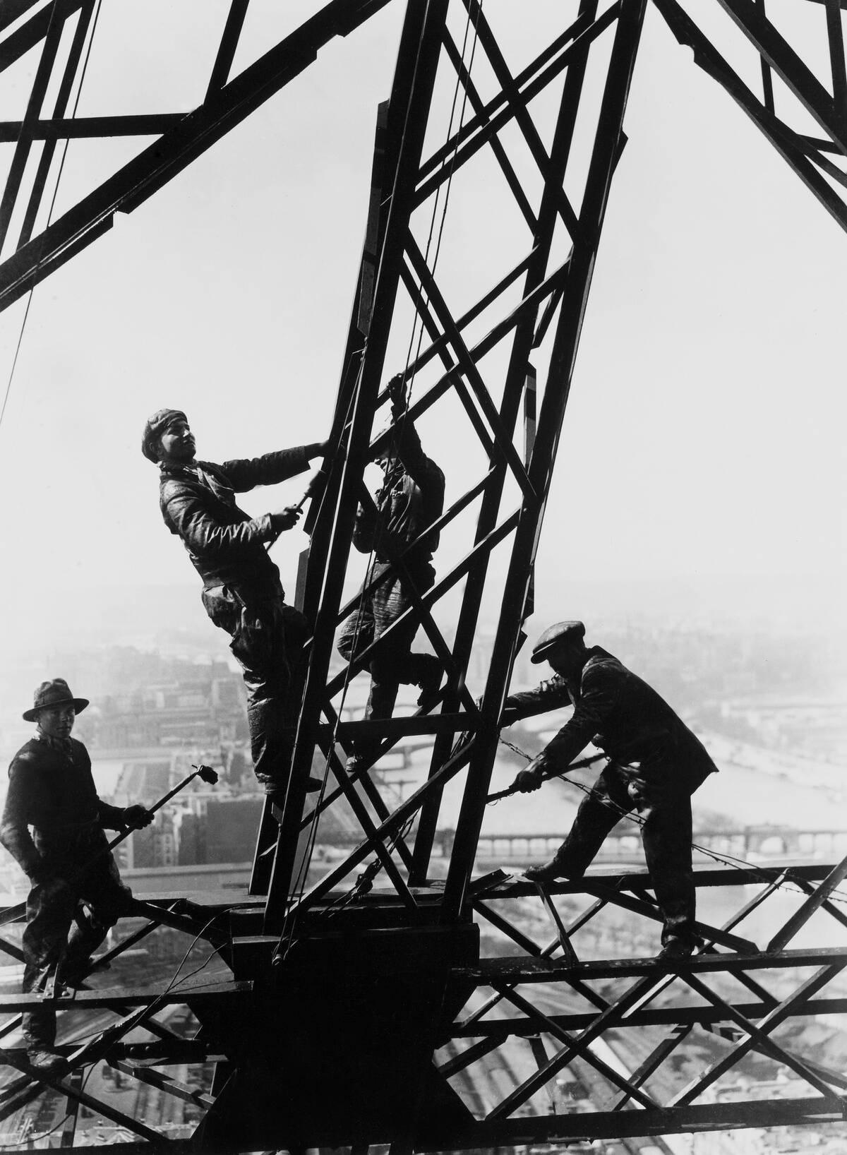 Cleaning Works Of Eiffel Tower In Paris On April 23Rd 1932