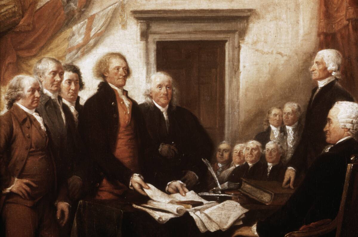 Detail of American Signatories from Declaration of Independence, 4 July, 1776 by John Trumbull