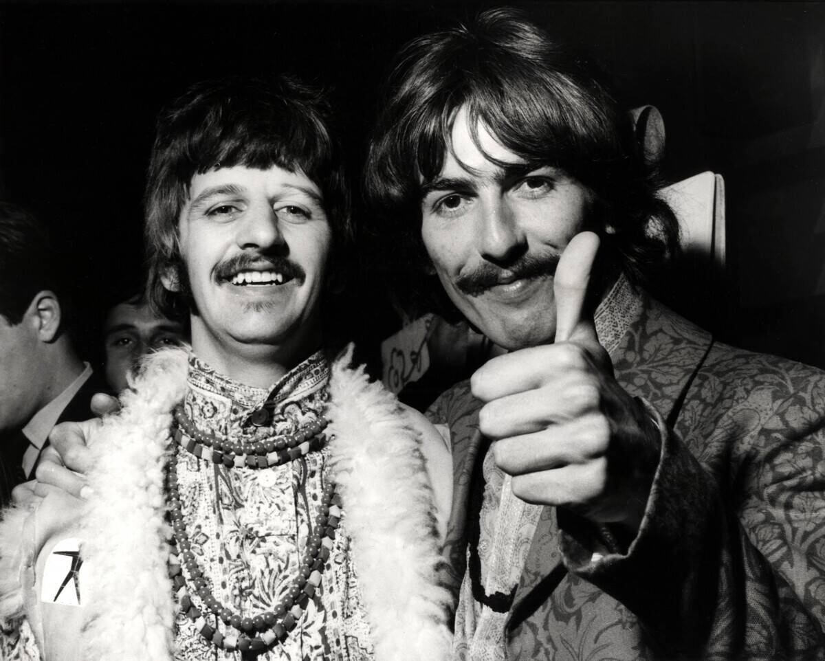 Photo of Ringo STARR and George HARRISON and BEATLES
