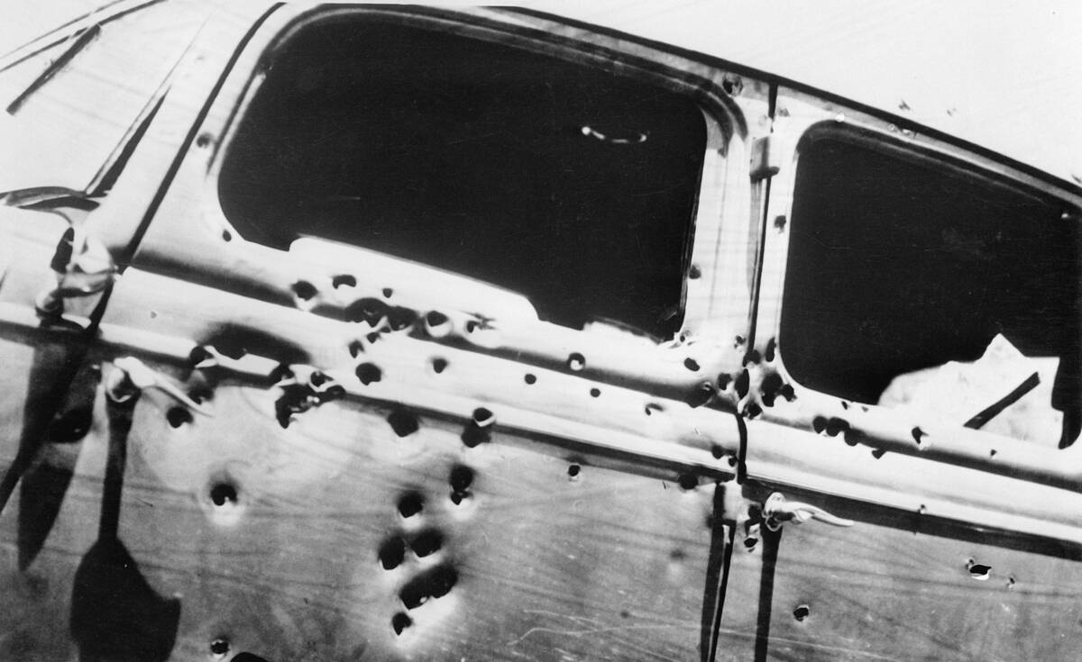 View of Bullet Holes in Bonnie and Clyde Car