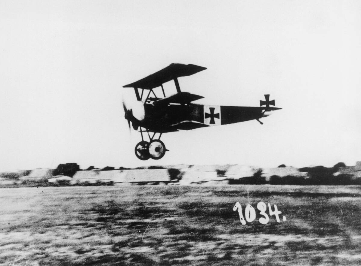 German Fokker triplane with Baron von Richthofen in the cockpit, WWI