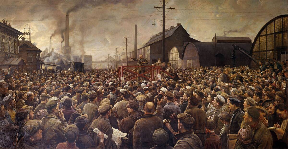 Lenin speaking to the workers of the Putilov factory by Isaak Brodsky