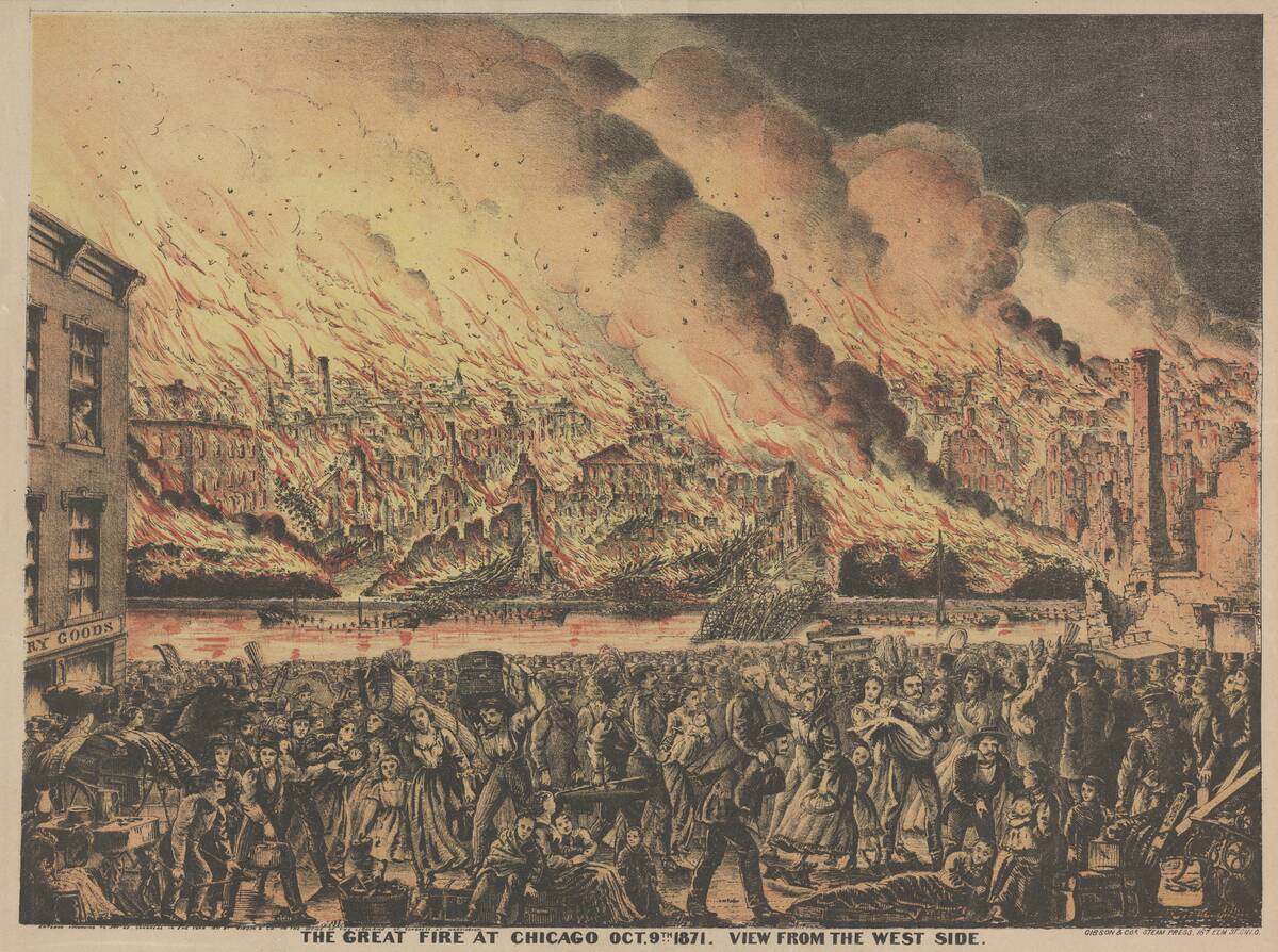 Chicago In Flames During The Fire