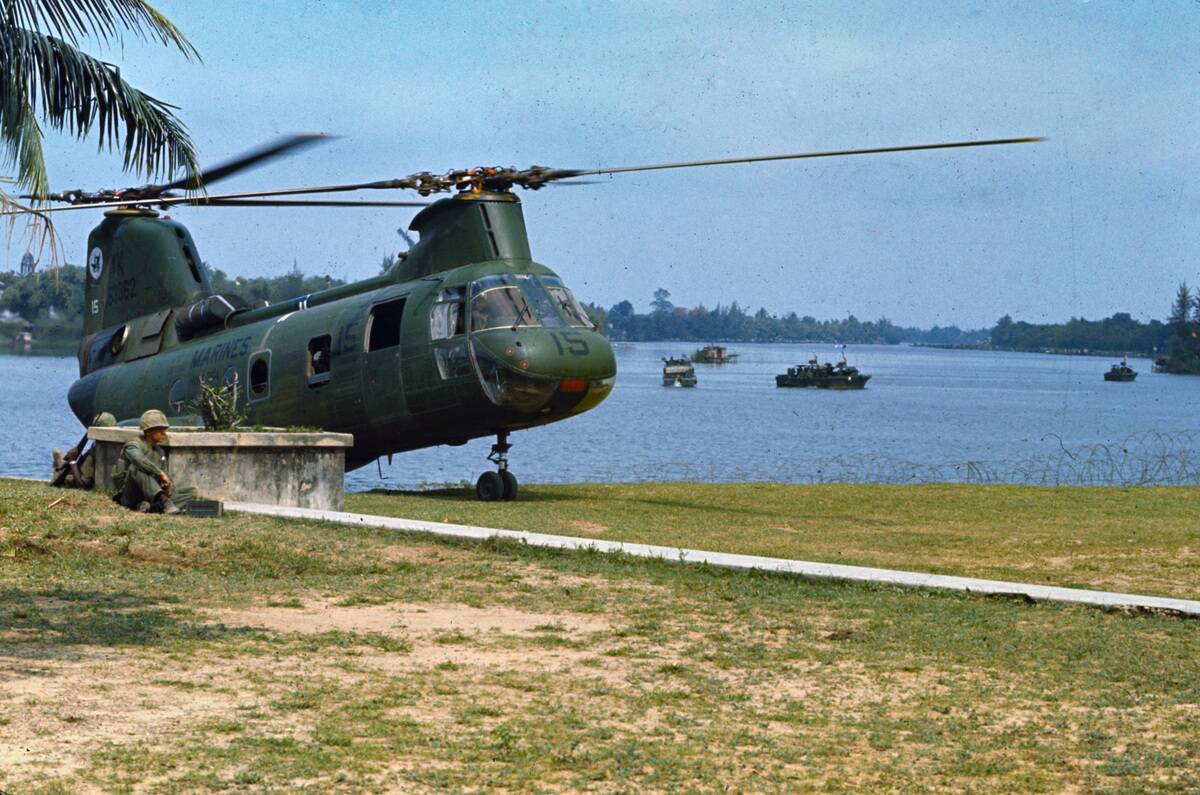 Helicopter Waiting to Evacuate Wounded