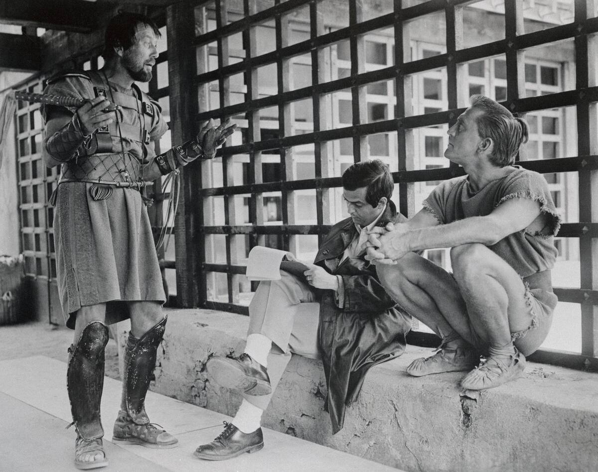 Kirk Douglas and Stanley Kubrick Filming Spartacus