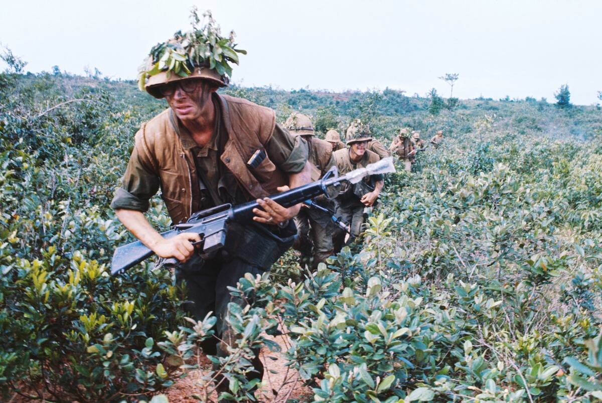 Marines Running Through Field