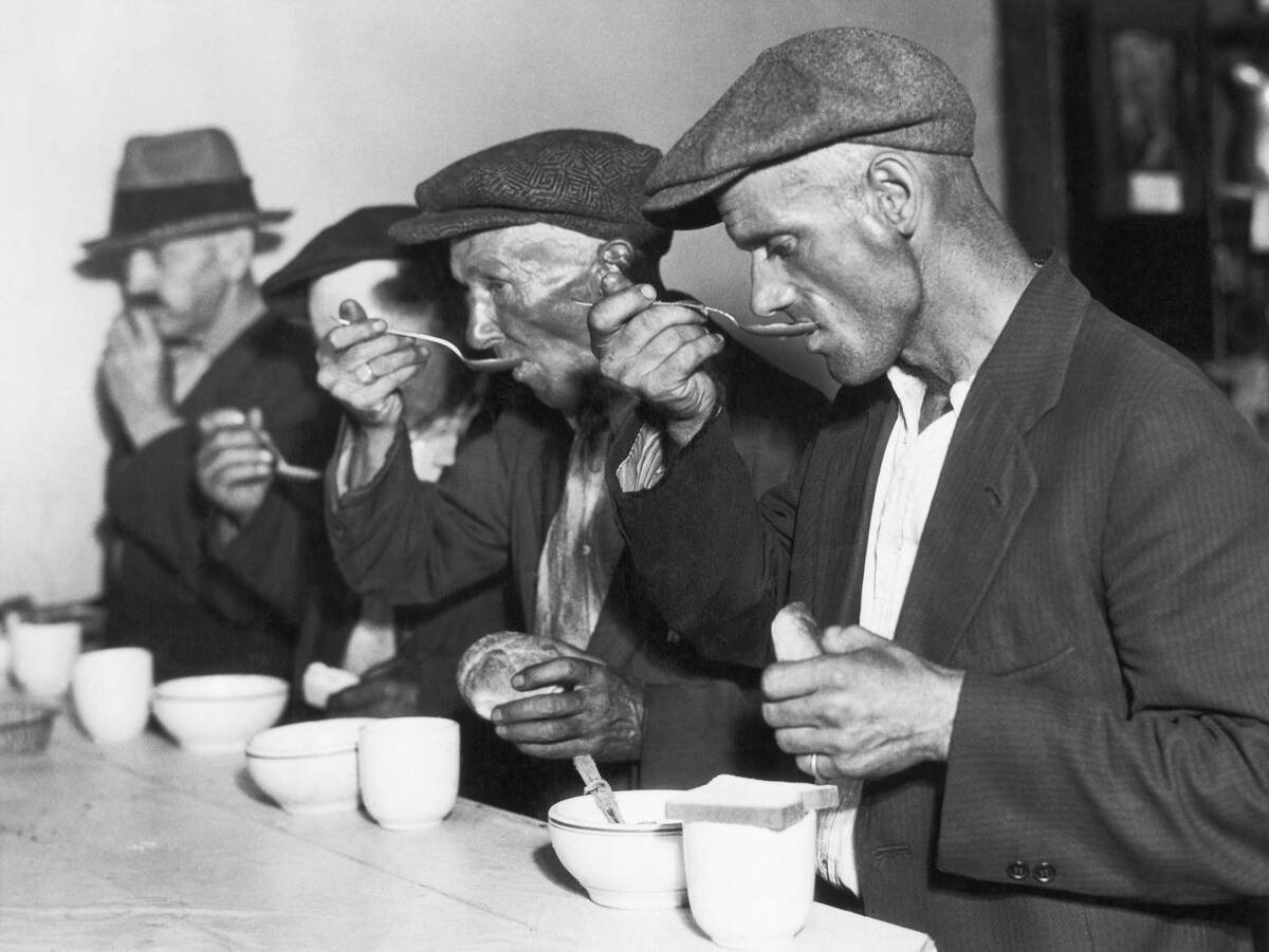 Men Eating Soup During Great Depression