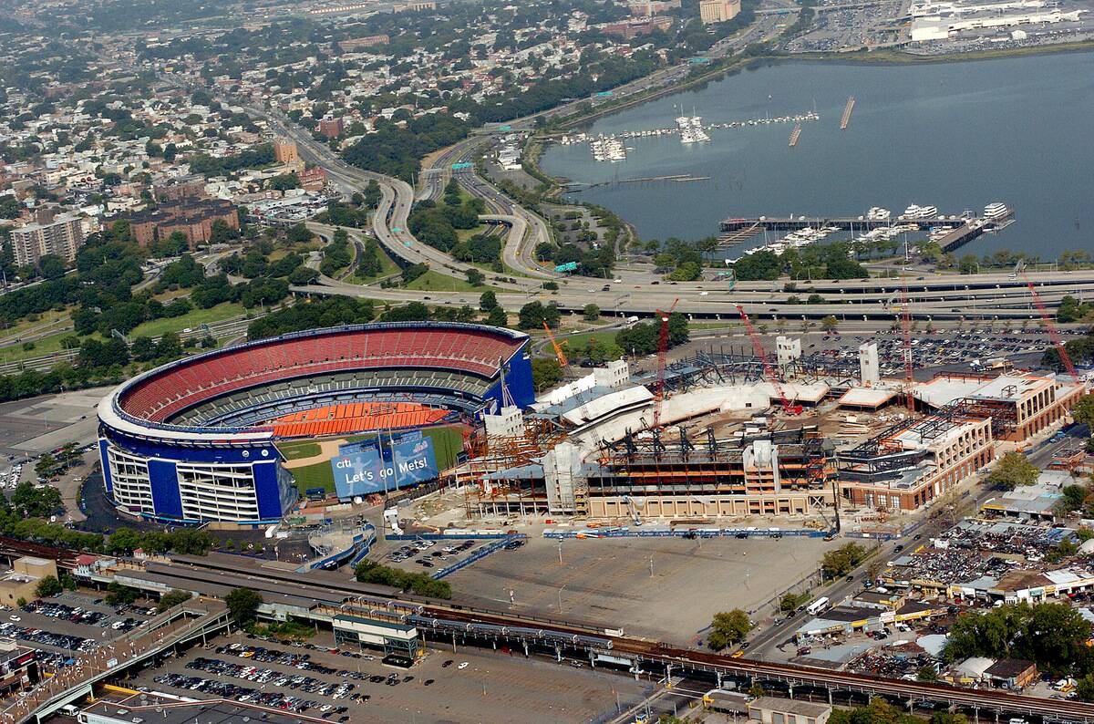 Aerial view of the New York Mets' new ballpark Citi Field as