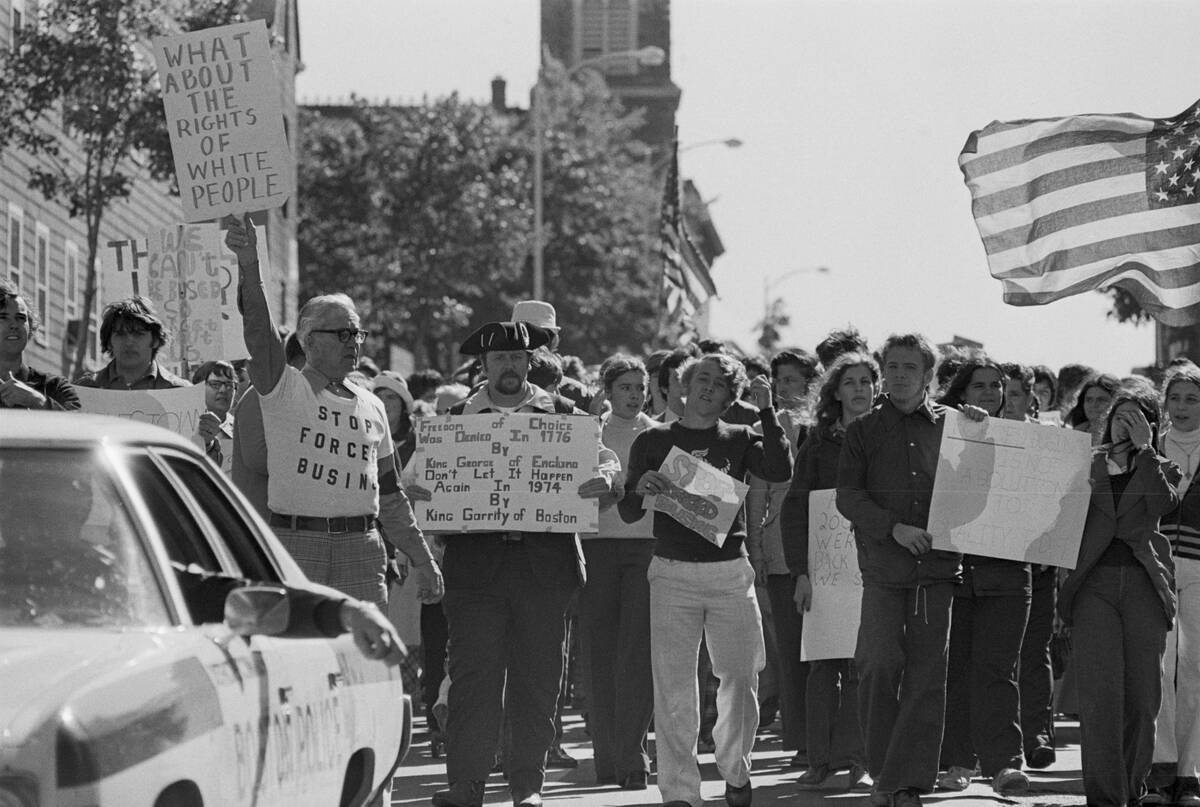 Anti-Busing Demonstrators Marching