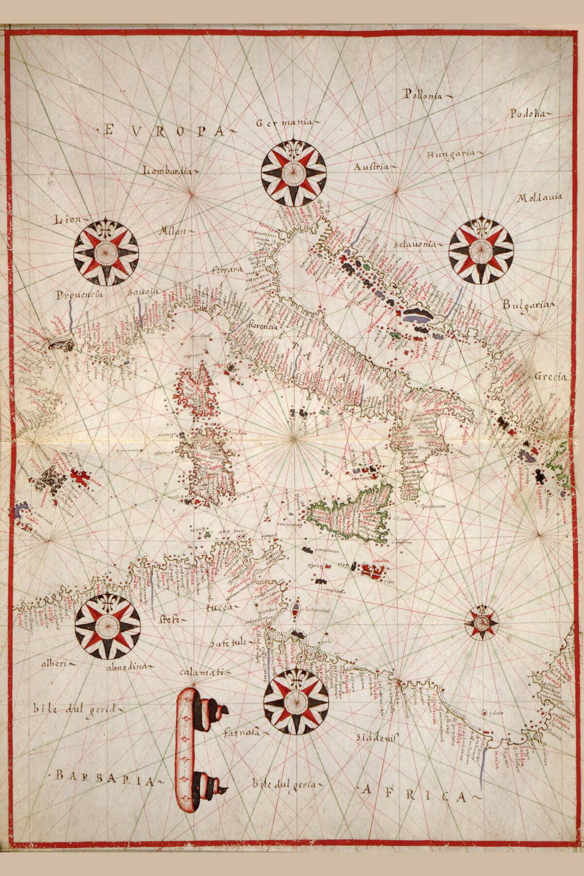 Portolan atlas of the Mediterranean Sea, western Europe, and the northwest coast of Africa - Central Mediterranean