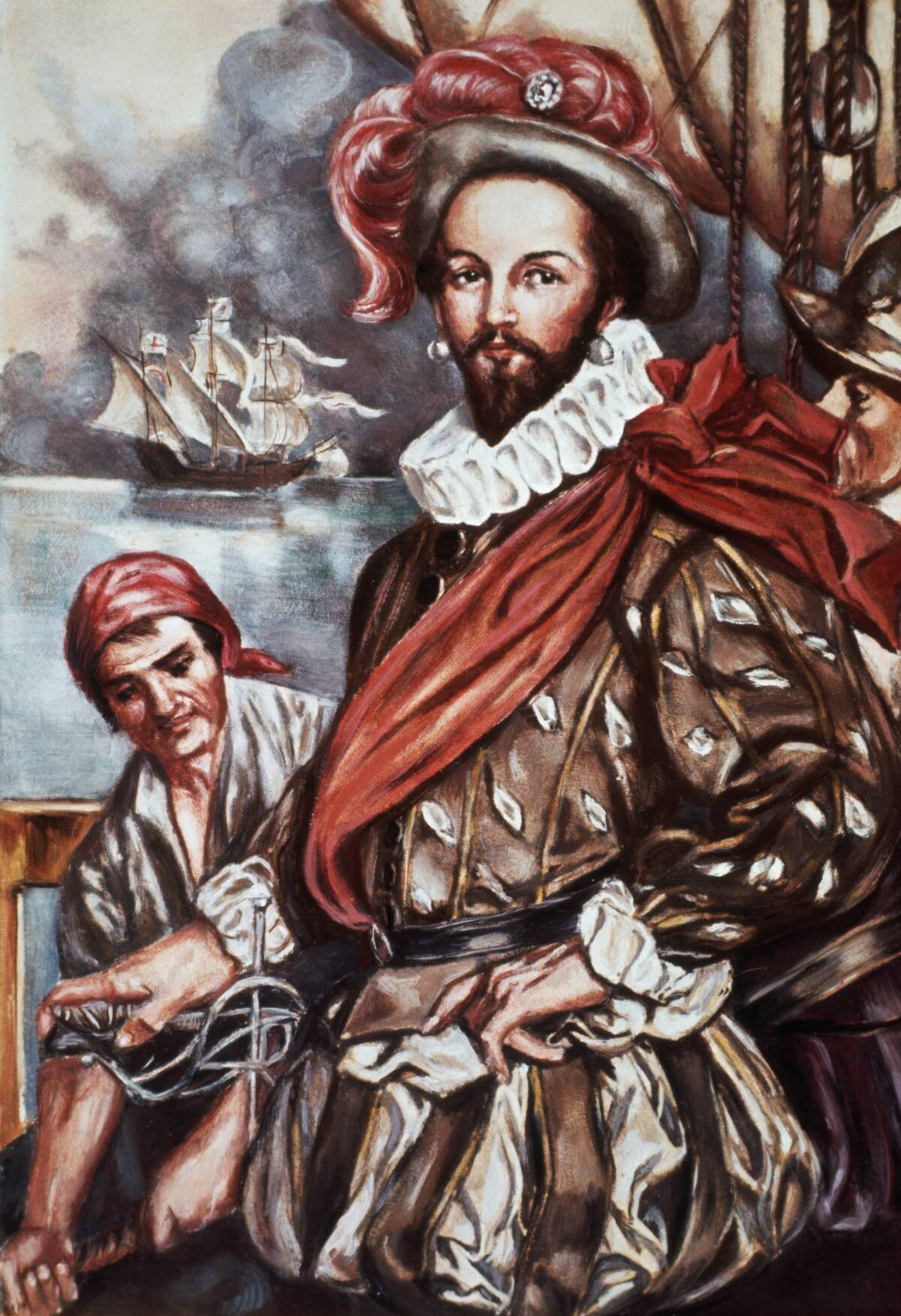 Sir Walter Raleigh on Board His Ship Illustration