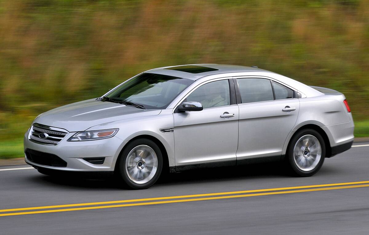 The 2010 Ford Taurus is driven near Asheville, North Carolin