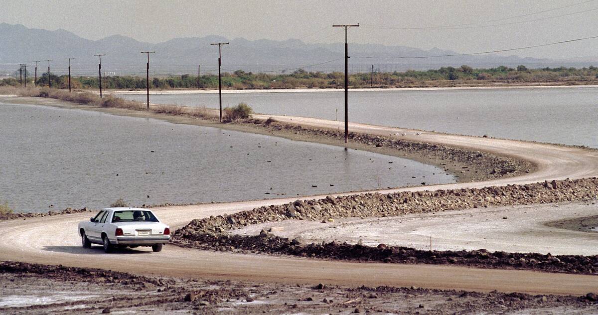 Vehicle on Levee - Salton Sea, California