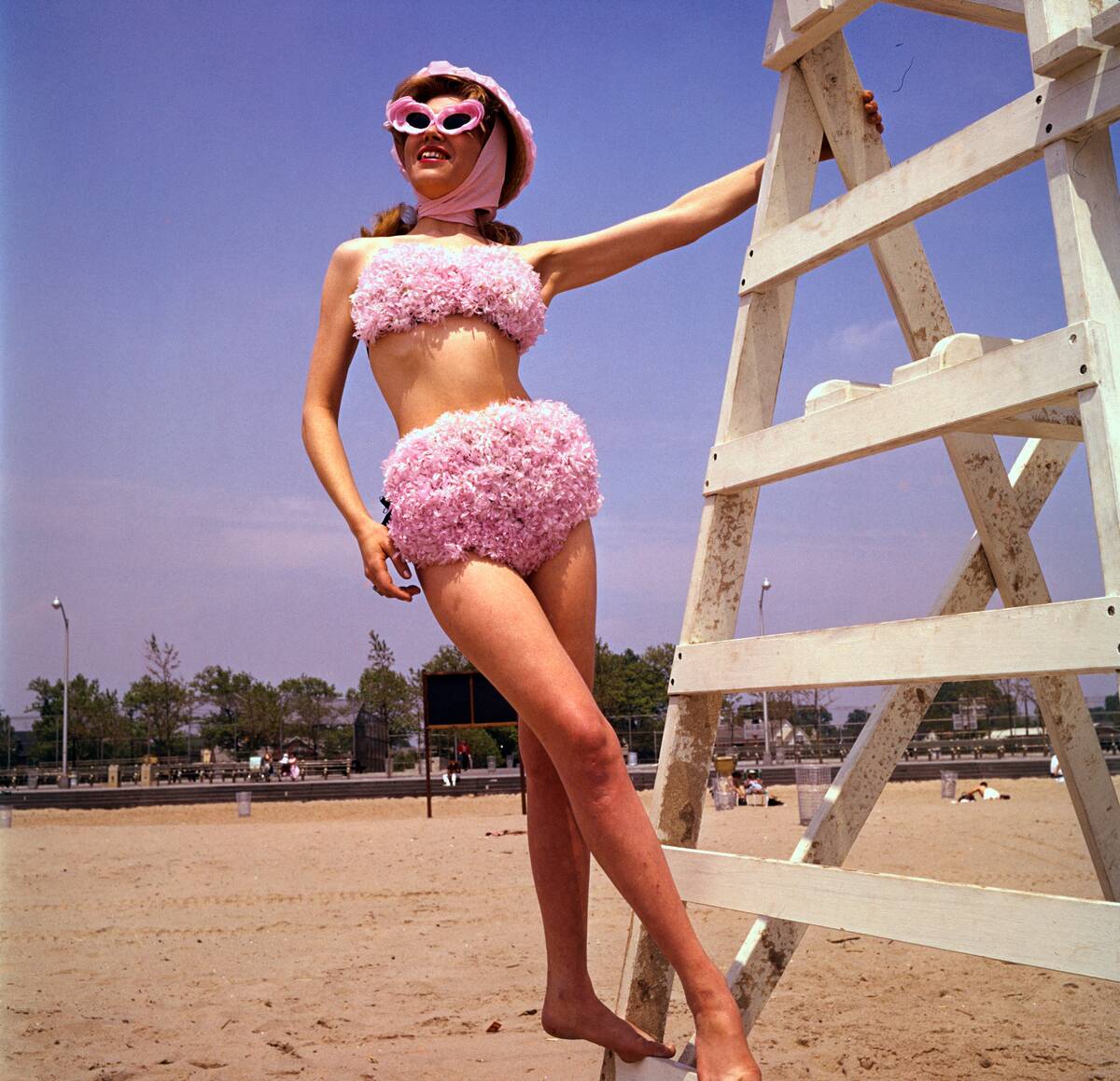 Woman Modeling in Flowery Bikini