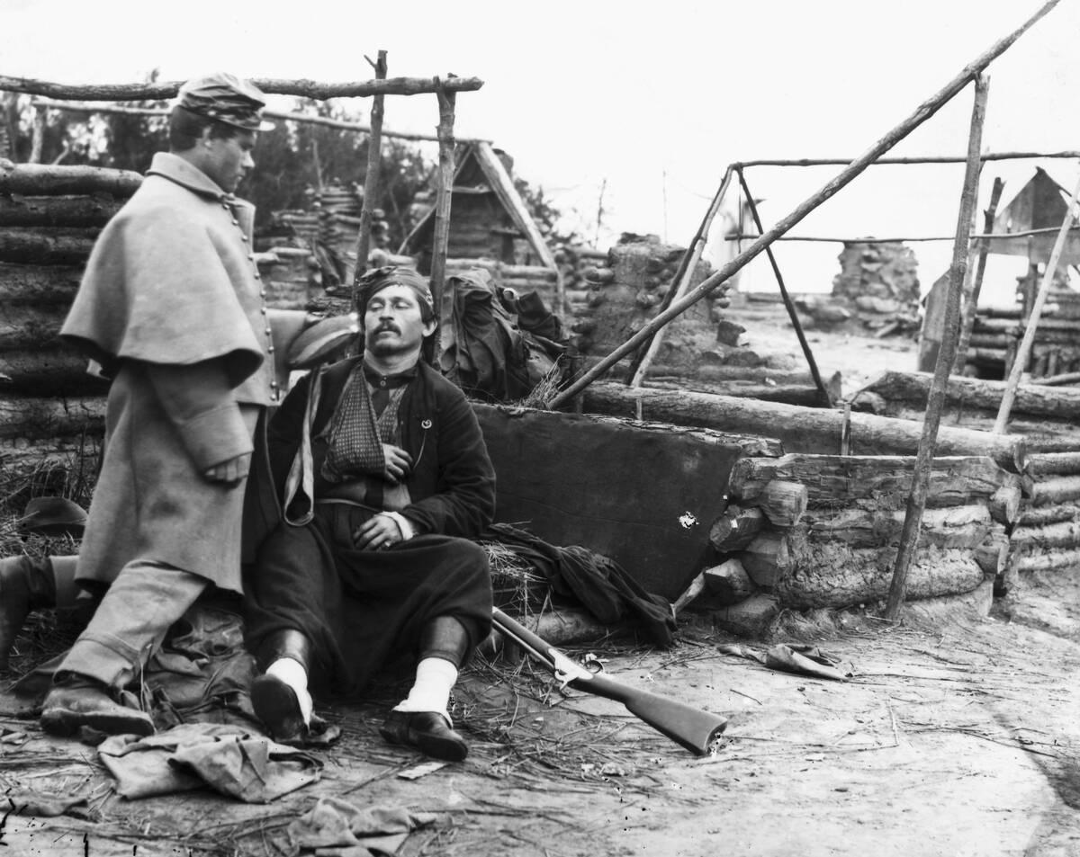Wounded Civil War Zouave Soldier