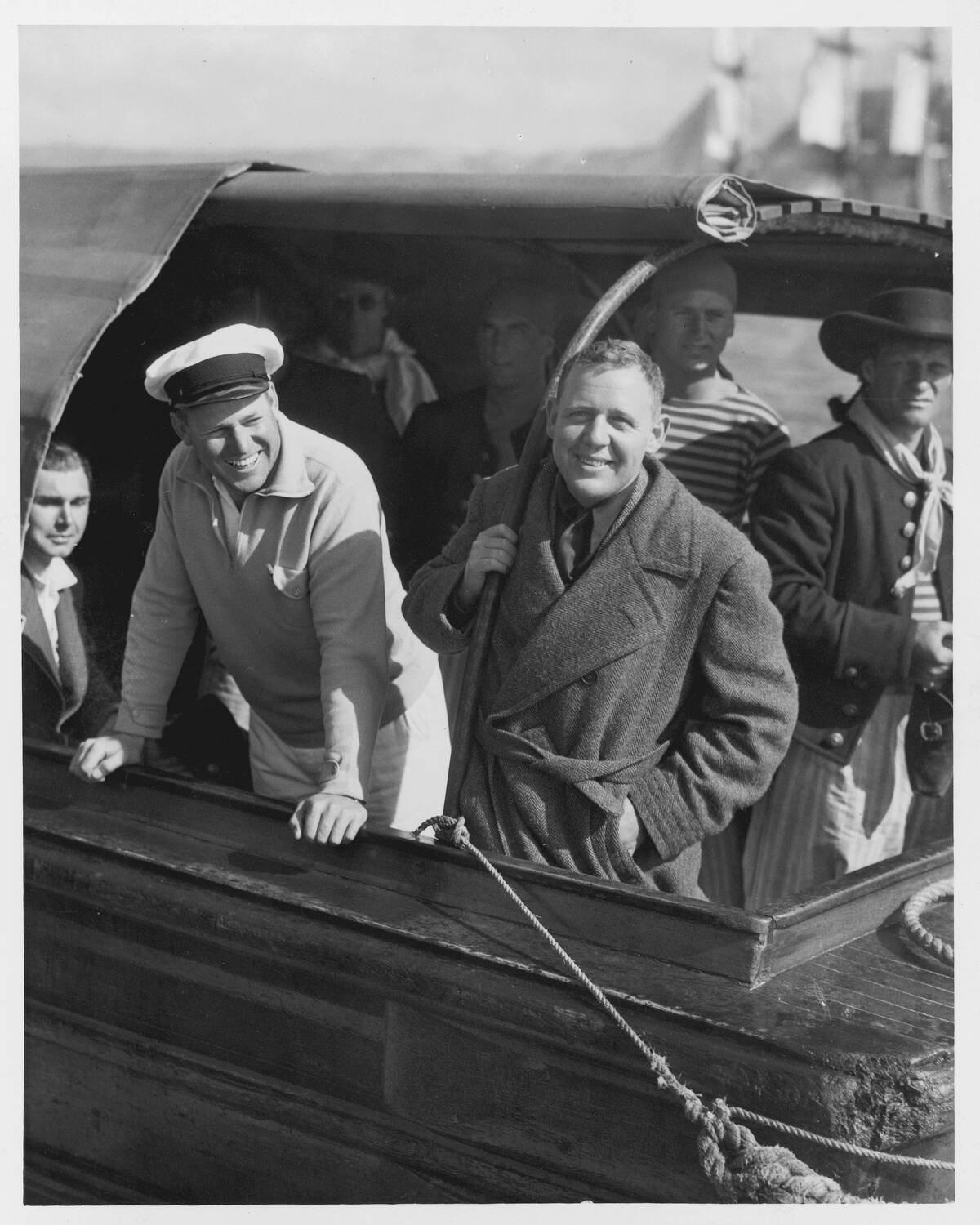 Actor Charles Laughton and Director Edward Woehler Aboard Boat