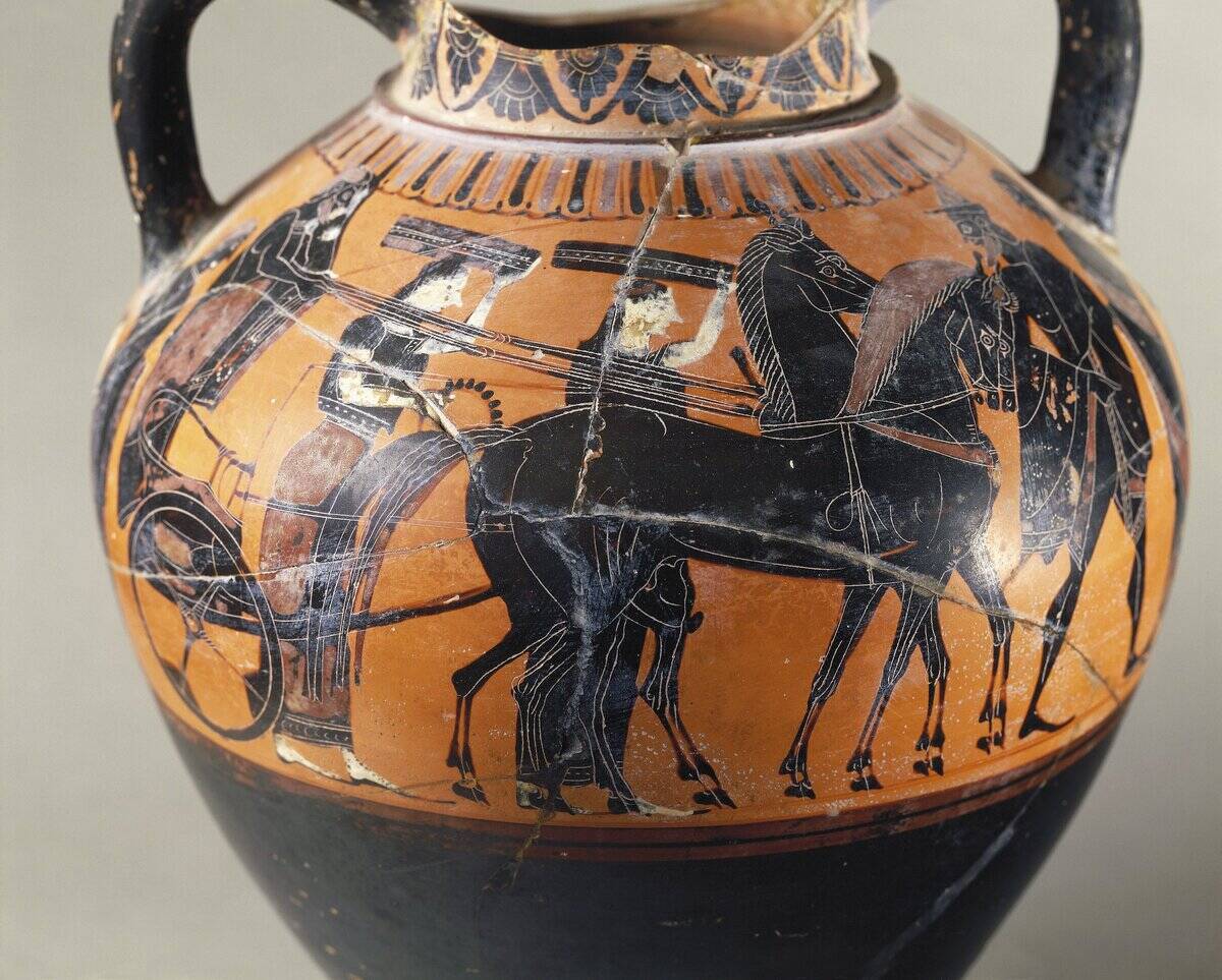 Attic amphora, Detail of wedding procession