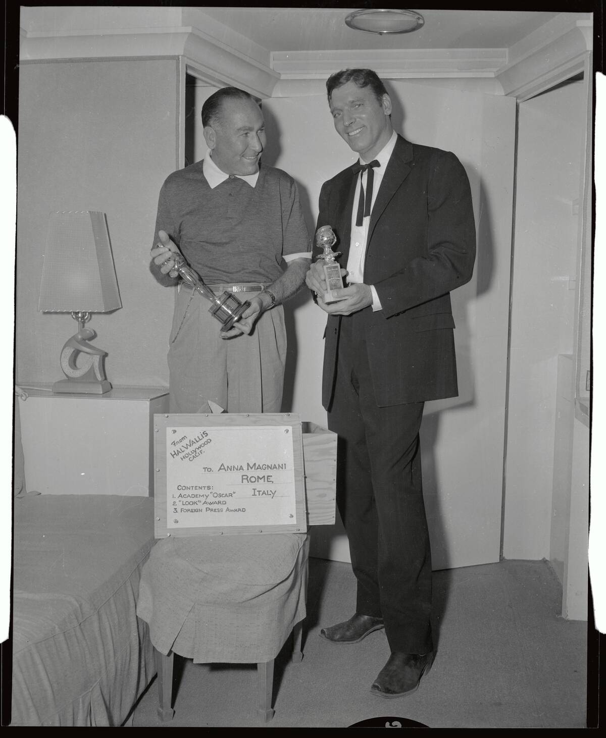 Burt Lancaster Holding Oscar Trophy