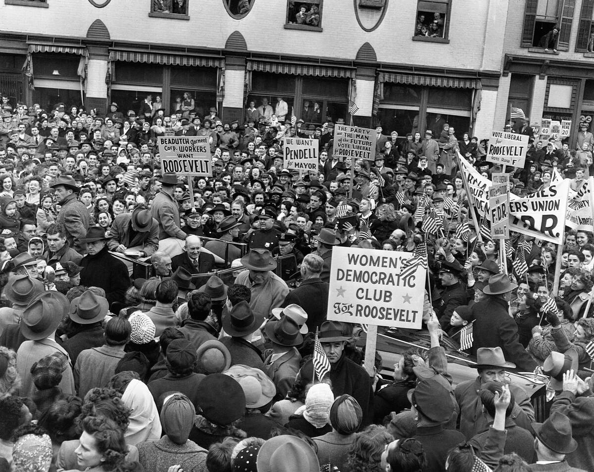 Crowd Surrounding President Roosevelt