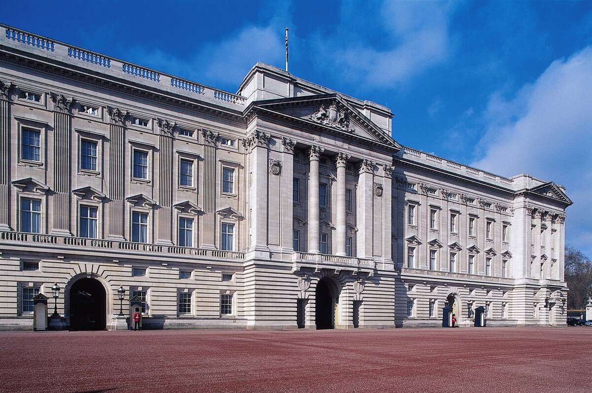Facade of Buckingham Palace, London, England