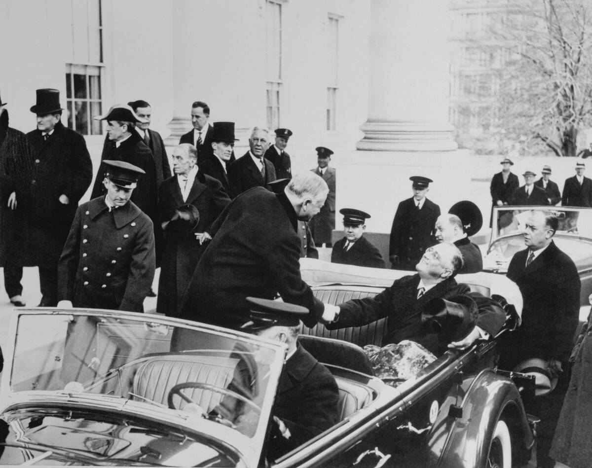 Franklin D. Roosevelt and Herbert Hoover at Motorcade