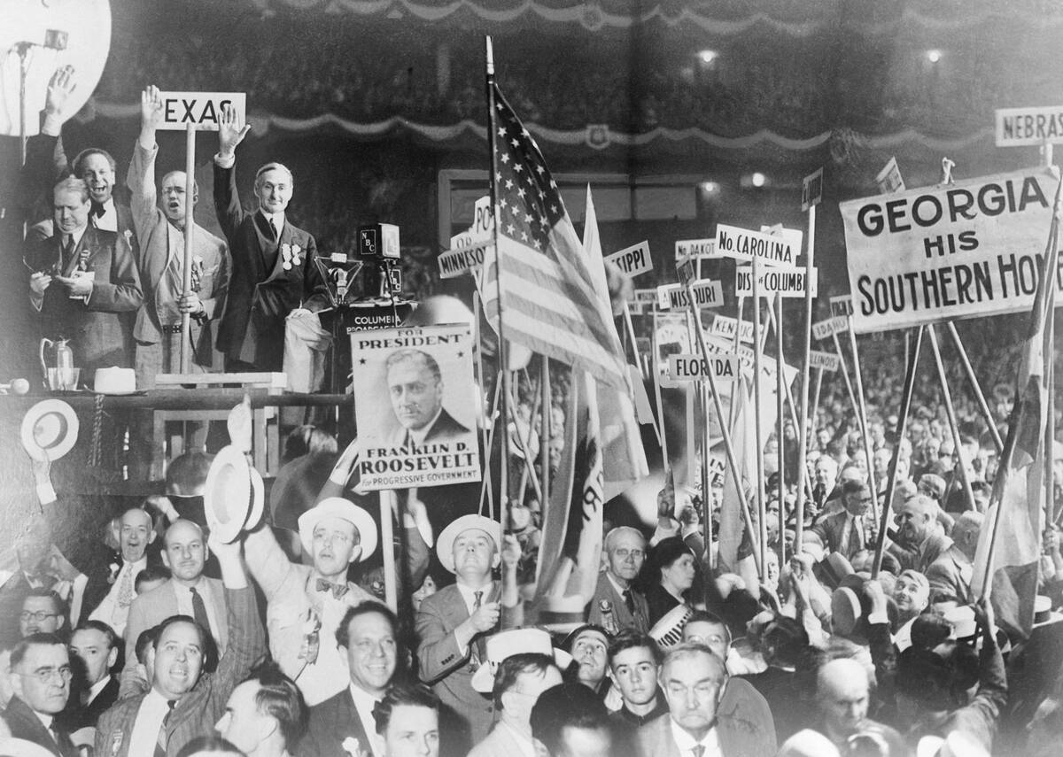 Franklin Delano Roosevelt Greeting Supporters