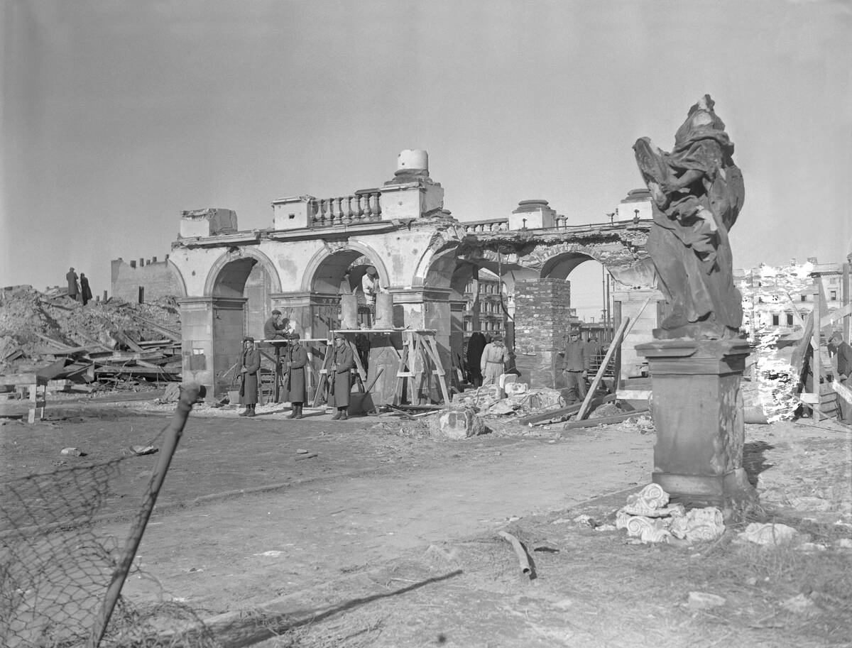 Guards Surrounded by Wreckage