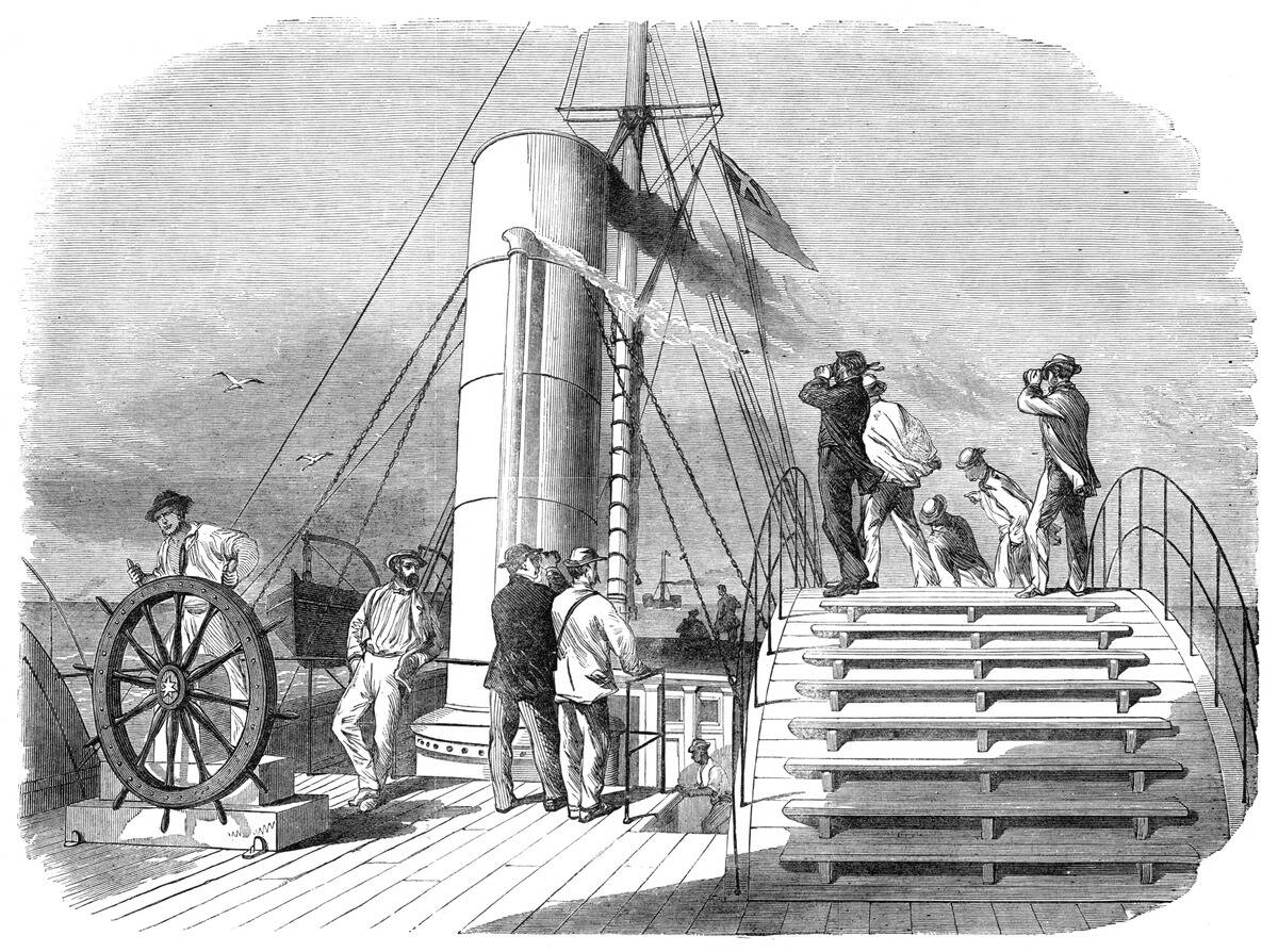 Our Special Artist on board The Lilian, running the blockade into Wilmington Harbour..., 1864