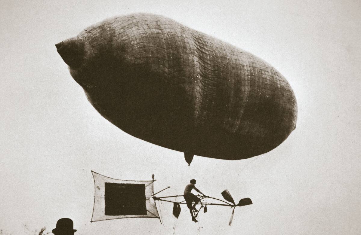 Sky Cycle Below A Balloon Early 1900s