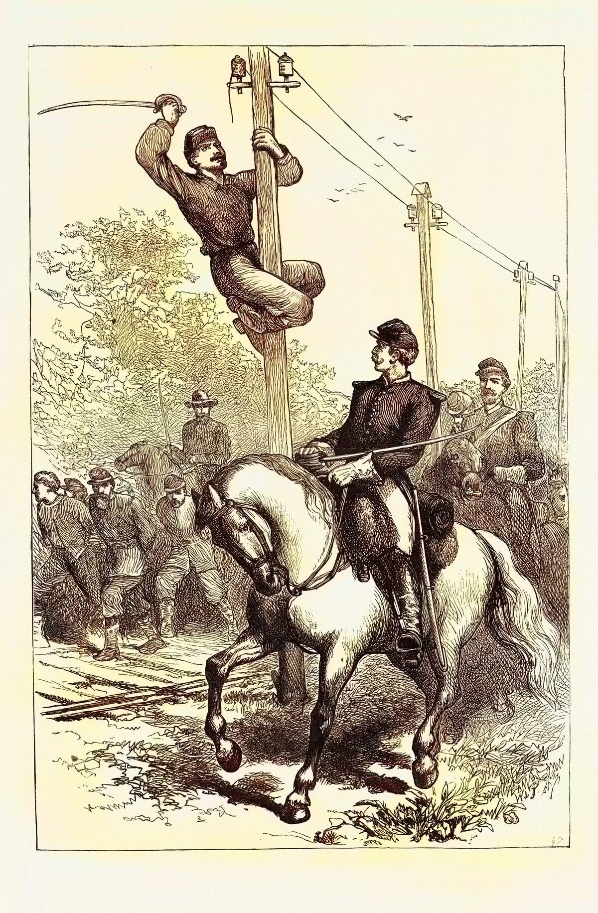 Stuart's Cavalry Cutting Telegraph Wires