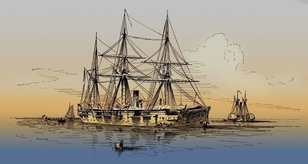 USS Monongahela after the Battle of Mobile Bay