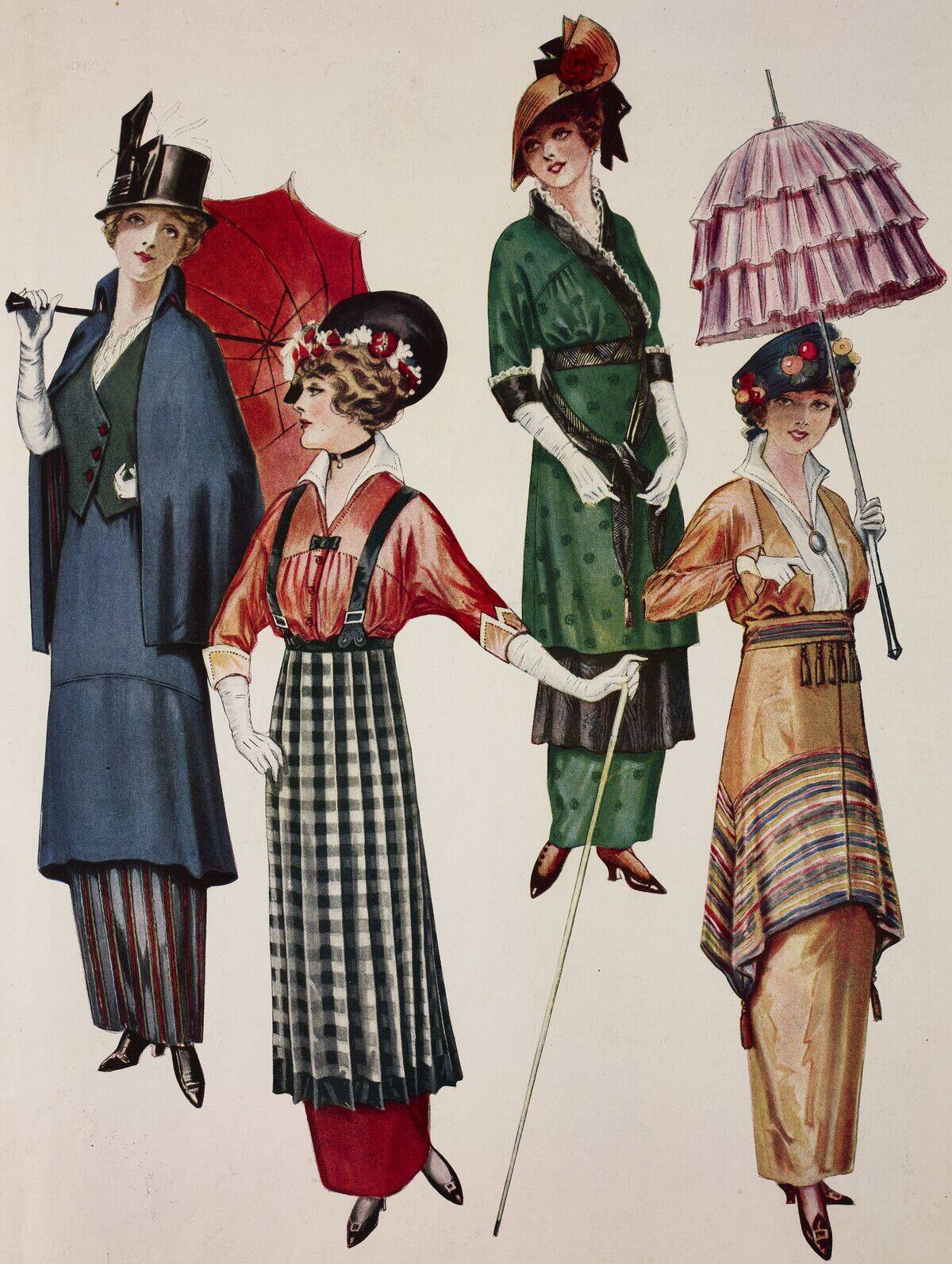 Woman wearing red and blue striped skirt