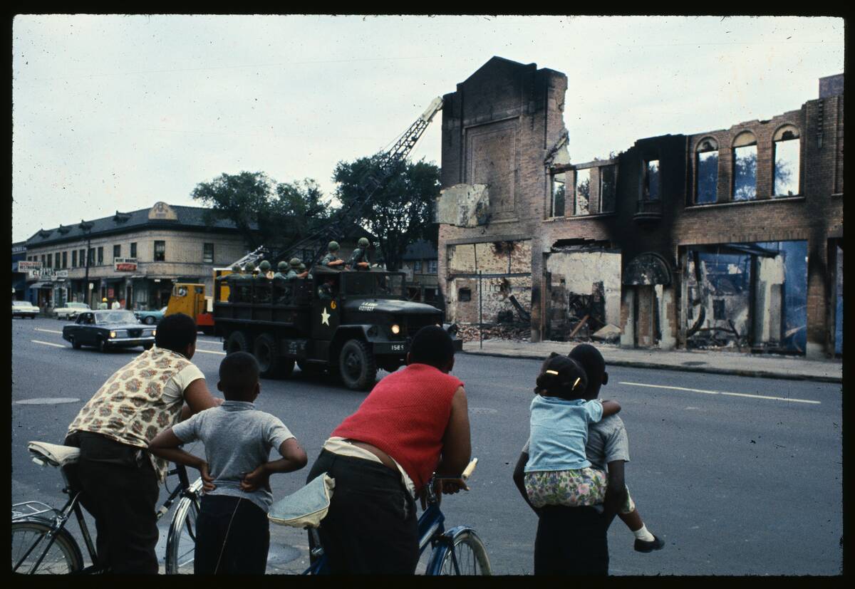 Children Stop on Burned Out Detroit Street