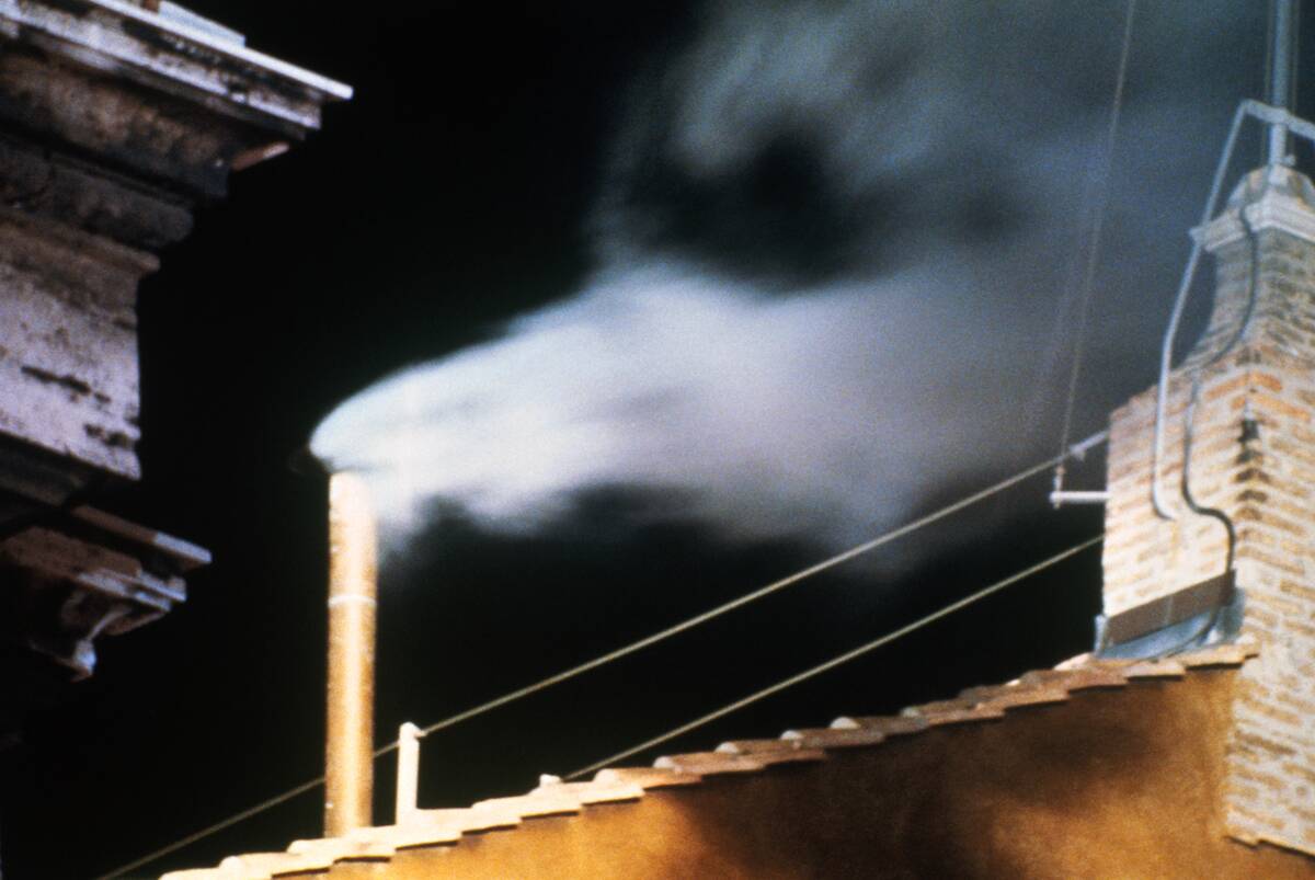 Chimney Emitting White Smoke Announcing Pope's Election