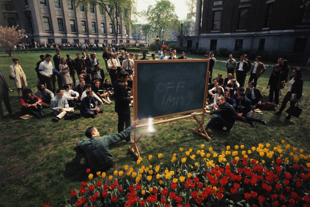 Class Being Held on Lawn at Columbia University During Protests