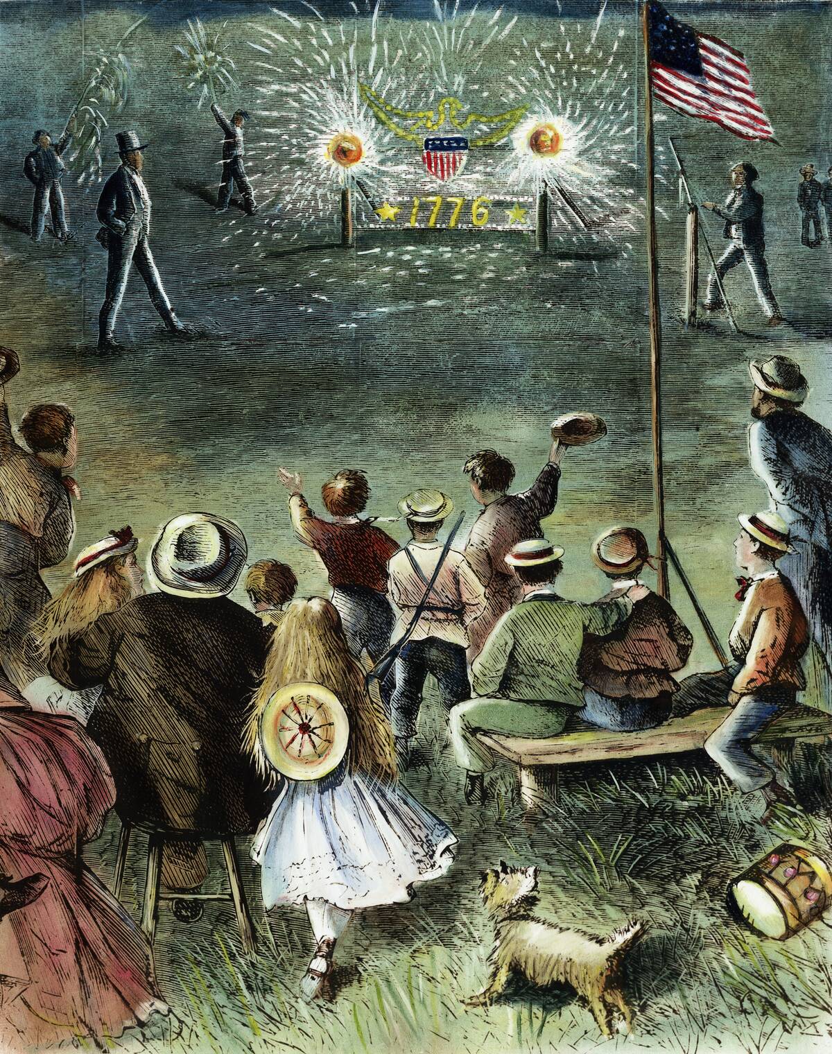 Crowd Looking At 4Th Of July Fireworks