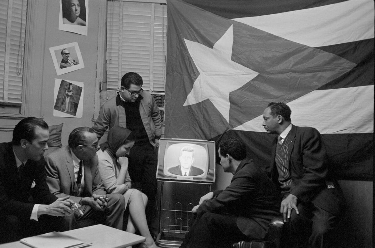 Cuban Refugees Watching Kennedy's Speech