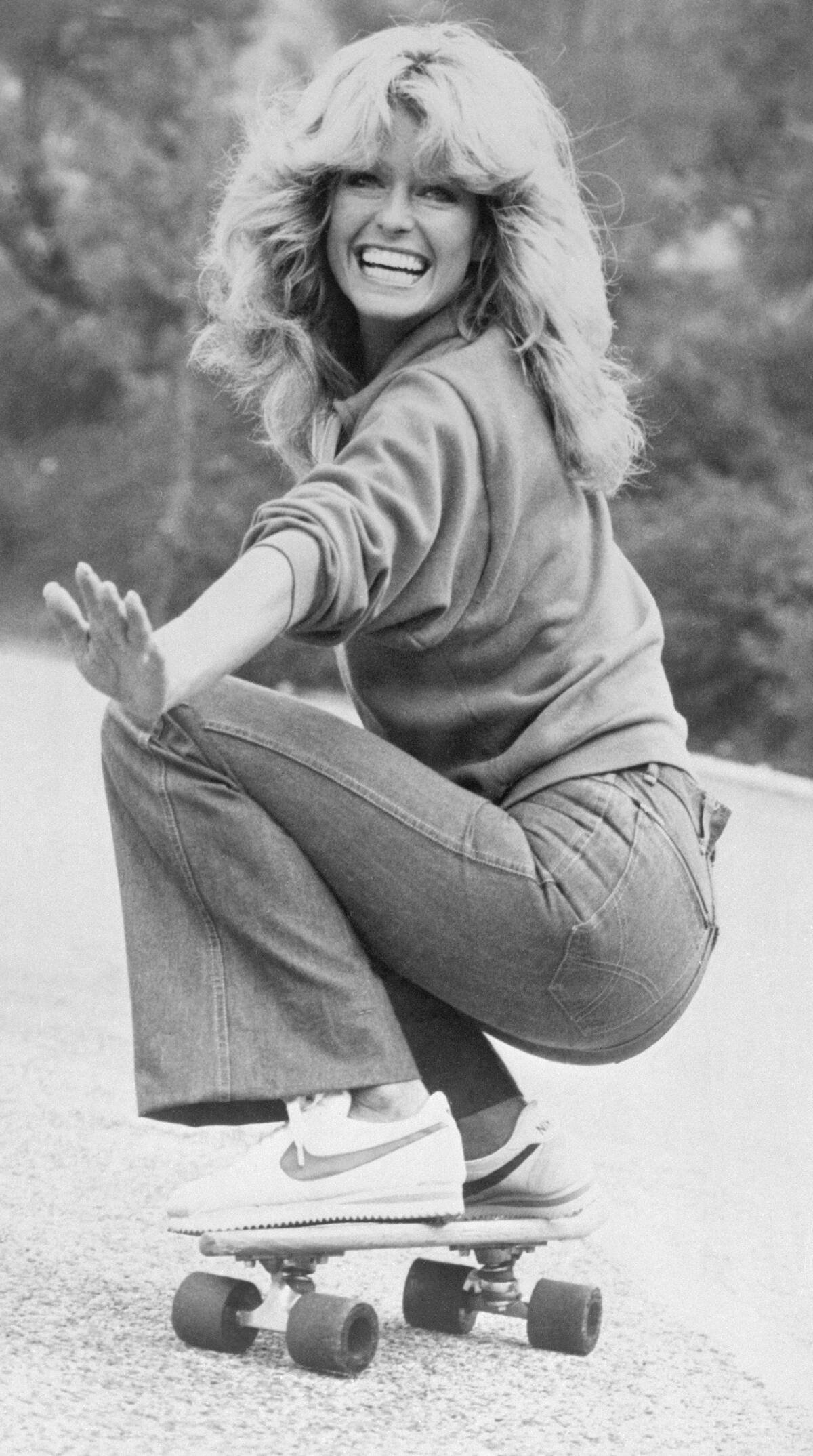 Farrah Fawcett Riding Skateboard