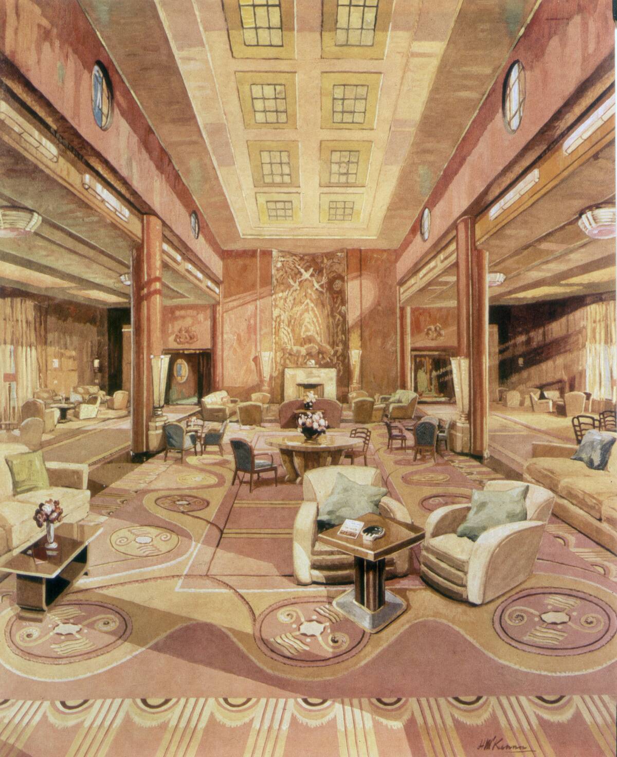 First Class Lounge of R.M.S. Queen Mary
