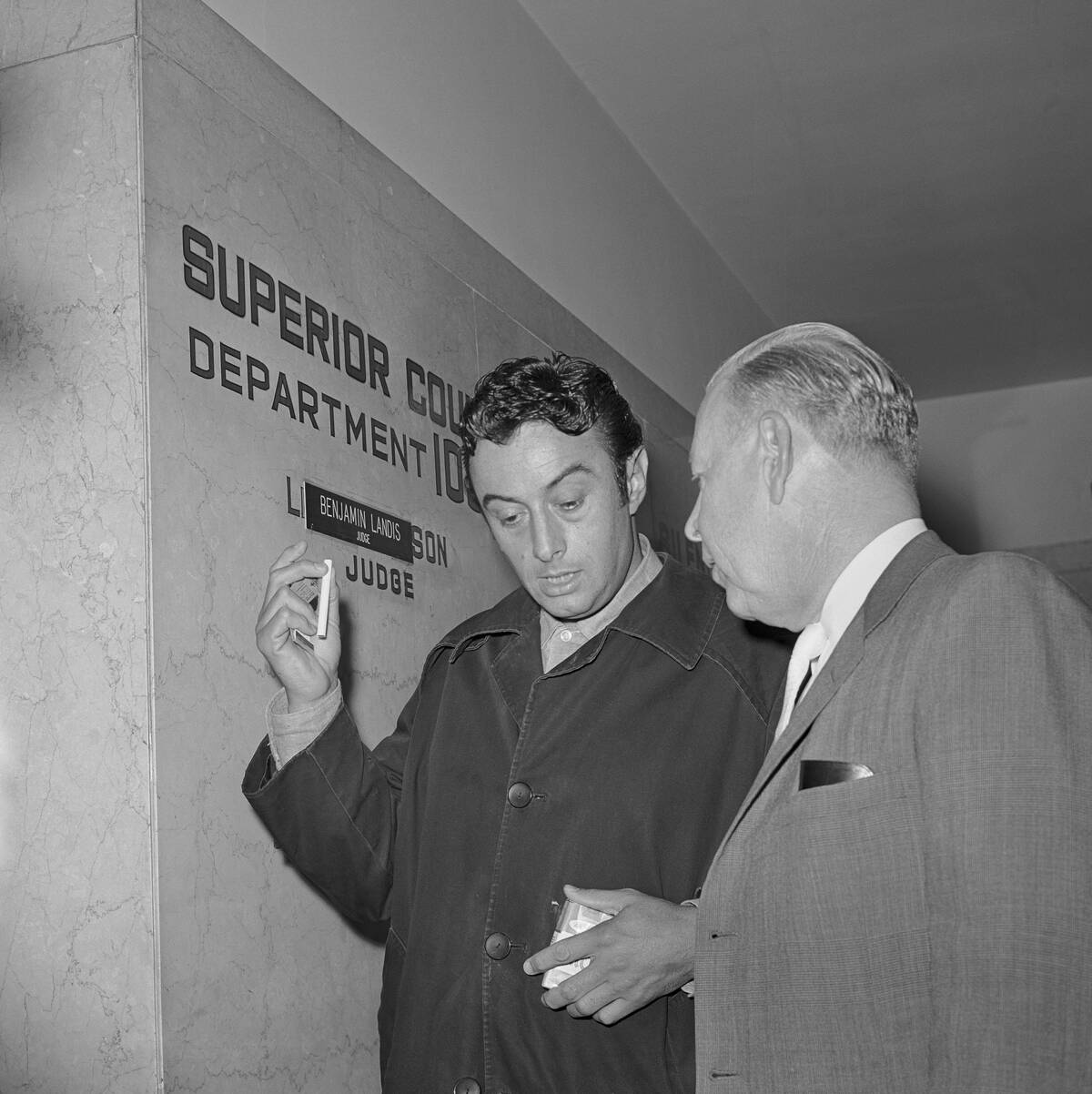 Lenny Bruce Exiting Courtroom with Attorney