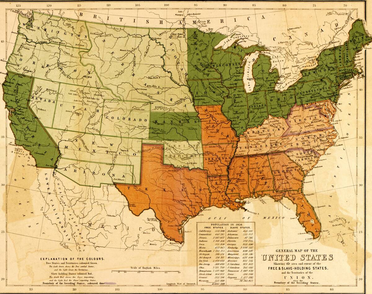 Map Of Slave And Free States