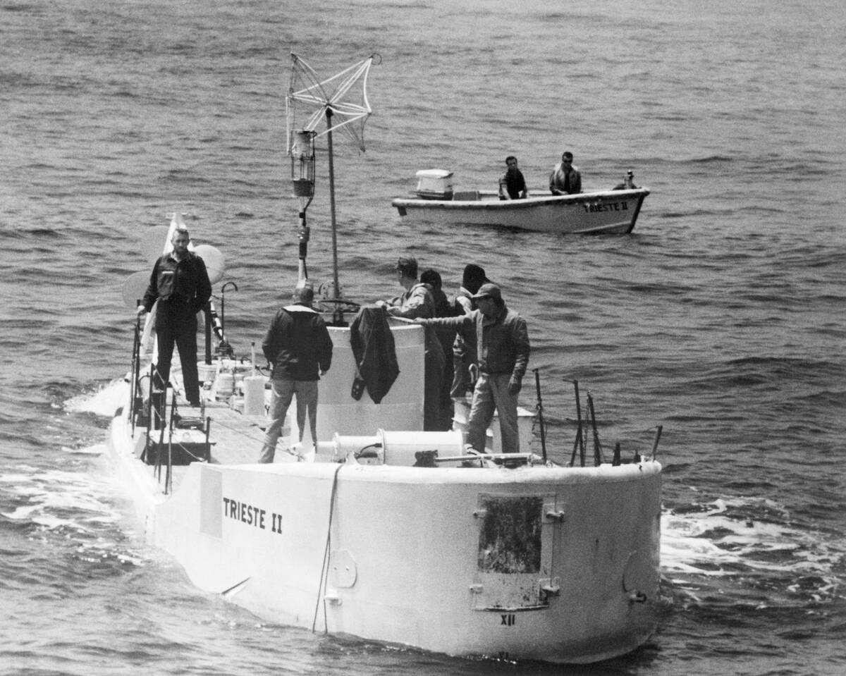 Men Preparing a Bathyscaph for Towing