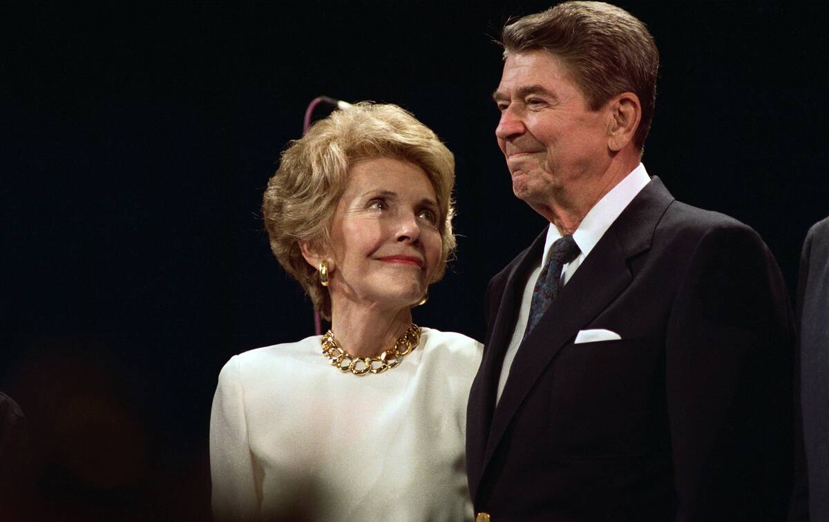 Nancy Reagan Looks Lovingly at Ronald Reagan