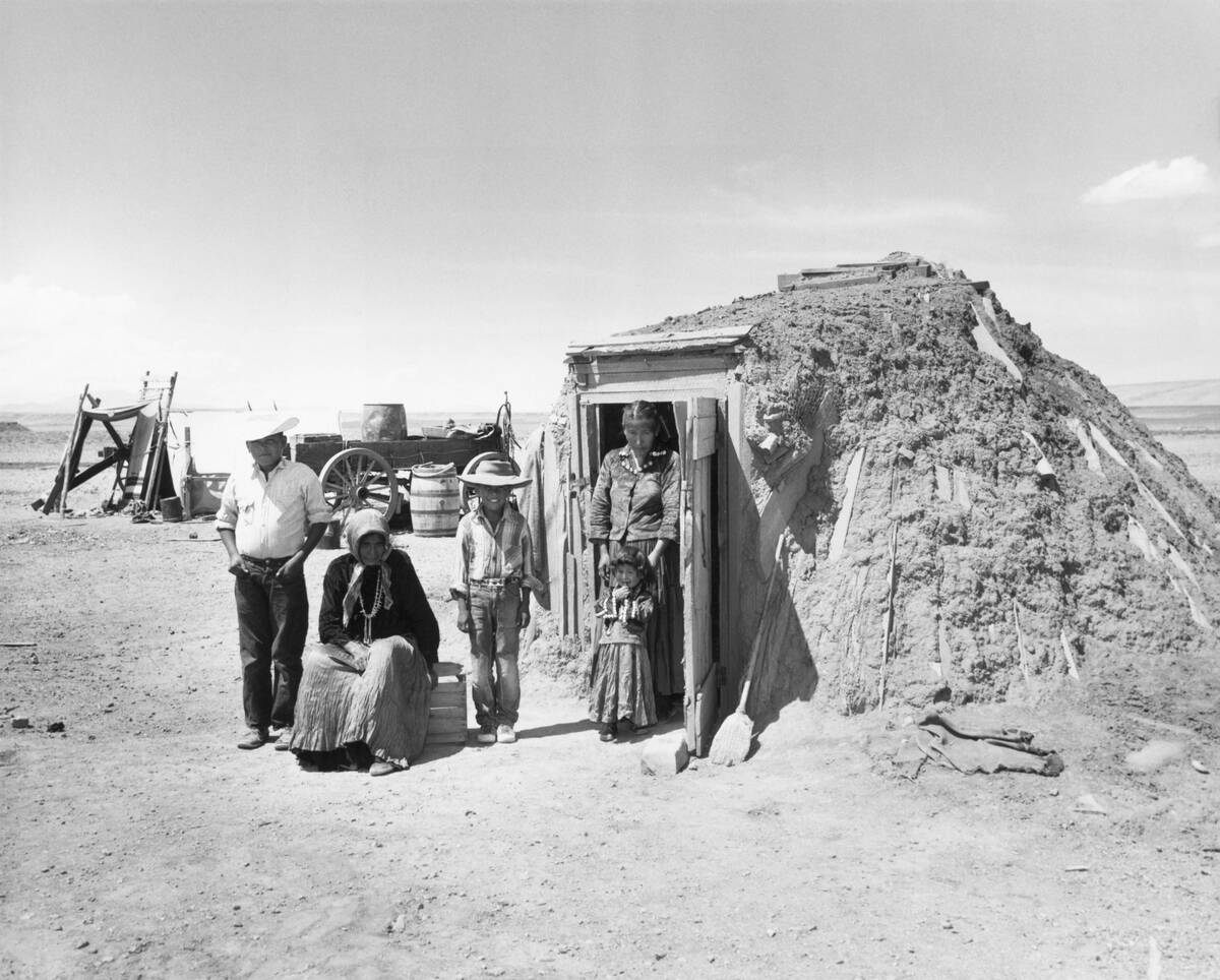 Navajo Family Outside Hogan