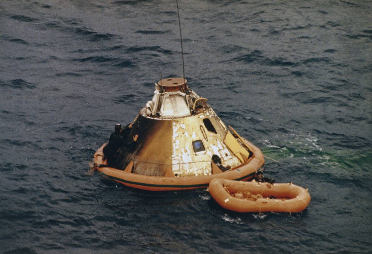 Navy Diver With Apollo 4 Command Module