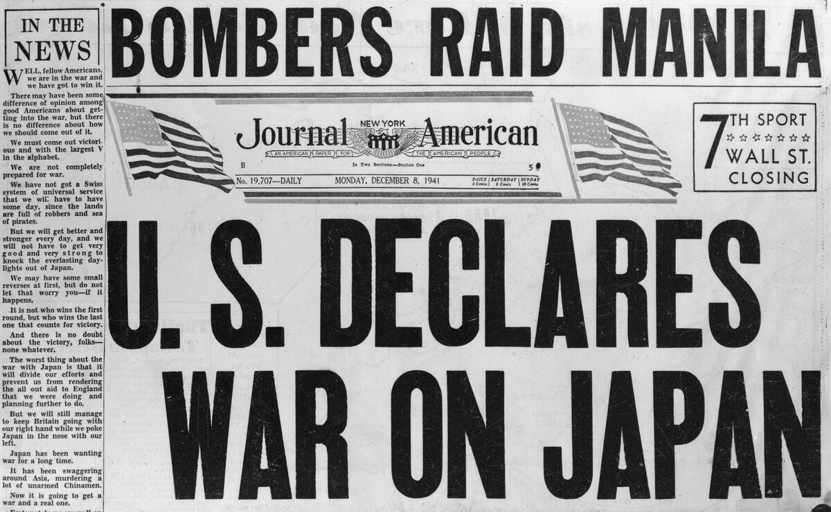 New York Journal American on United States Declaring War on Japan