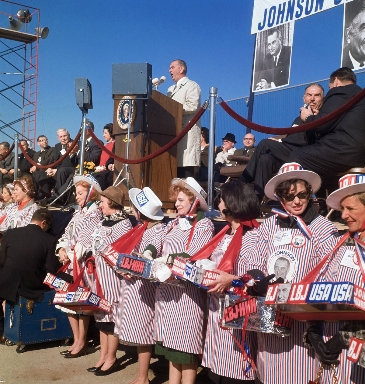 President Lyndon B. Johnson Speaking on His Campaign Tour