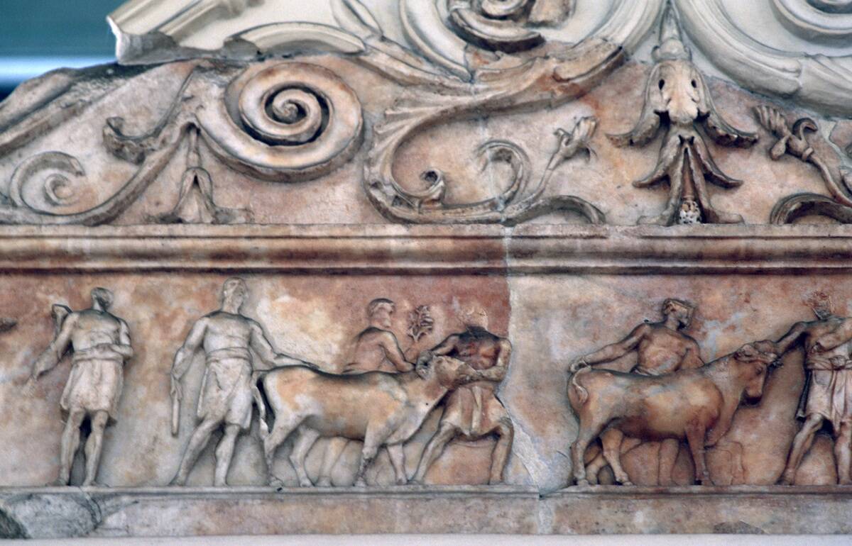 Sacrifice scene on the Ara Pacis, Rome.