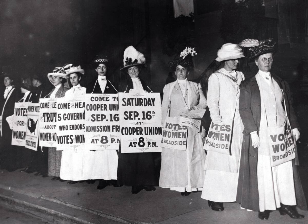 Suffragettes Marching with Signs